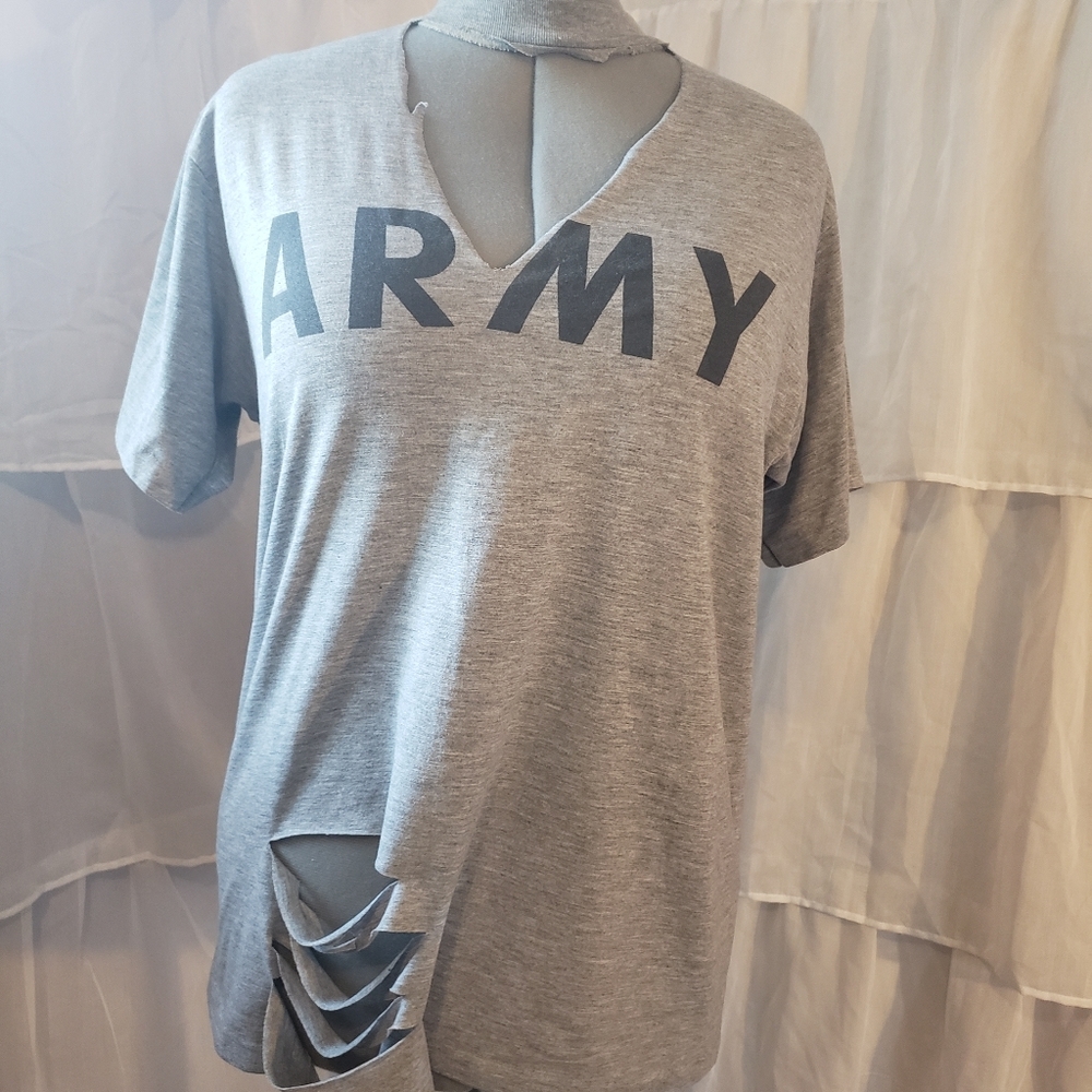 Distressed Army Cute Trendy Shirt